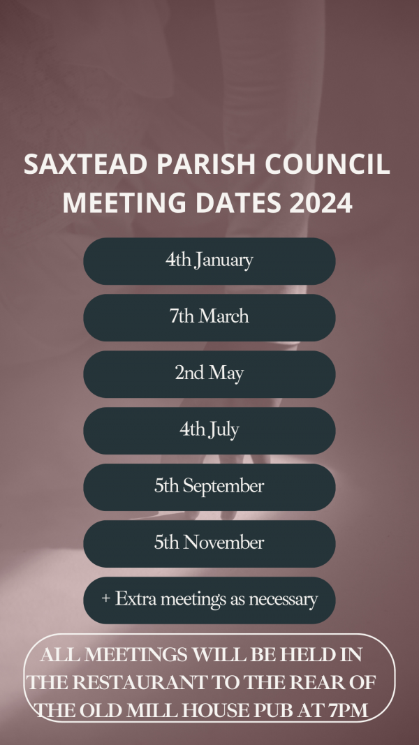 Saxtead PC Meeting dates 2024 poster
